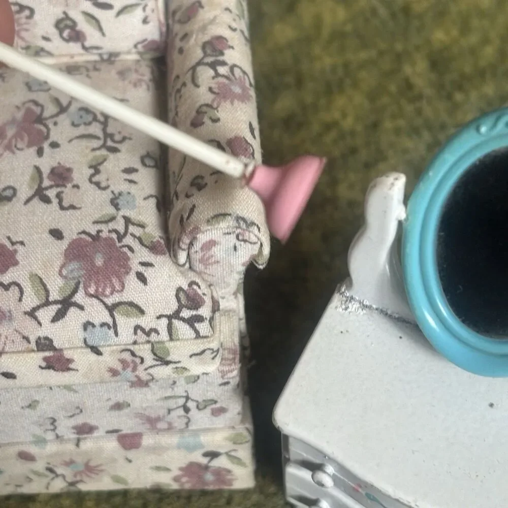 Vtg 80s Miniature Floral Sofa Dollhouse Furniture Taiwan Cottagecore 11:12 LOT